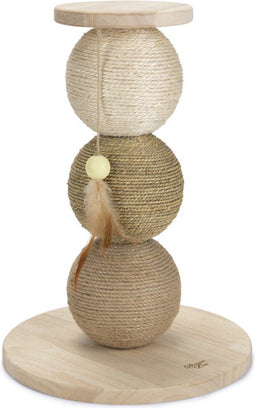 Designed by Lotte Elio - Krabpaal - Rubberhout met touw en speelveertje - Crème