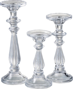 J-Line kandelaar/Kaarshouder Tibo - glas - transparant - large