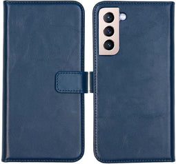 Selencia Samsung Galaxy S22 Plus - Echt Lederen Bookcase - 3 Pashouders - Blauw