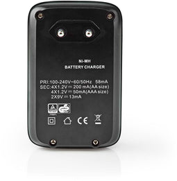 Nedis NiMH-Batterijlader - AA/AAA/E-Blok - 100-240V AC - Zwart