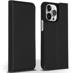 Accezz Premium Leather Slim Bookcase - iPhone 14 Pro Max - Echt Nappa leer - Zwart