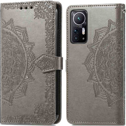 iMoshion Hoesje Geschikt voor Xiaomi 12X / 12 Hoesje Met Pasjeshouder - iMoshion Mandala Bookcase - Grijs