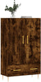 vidaXL - Hoge - kast - 69,5x31x115 - cm - bewerkt - hout - gerookt - eikenkleurig