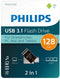 Philips USB 3.1 - 2-in-1 USB-C - 128GB - Zwart