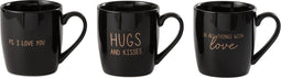 J-Line koffietas Liefde - keramiek - zwart - 3 stuks - moederdag cadeautje