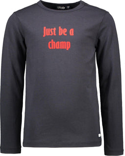 Flo Jongens T-shirt - Long Sleeve - Just be a champ - Navy - Maat 128