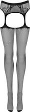 Obsessive Mesh Jarretels - Erotische Jarretelkousen - Maat S/M - Zwart