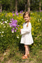 Koko Noko T-GIRLS - Meisjes Jurk - Broderie met Ruches - Gebroken Wit - Maat 116