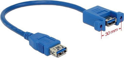 Delock 0.25m - Inbouw USB3.0 A - 2x Female - Blauw