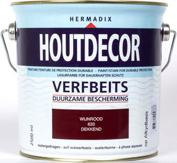 Hermadix Houtdecor Verfbeits Dekkend - 2,5 liter - 633 Wijnrood