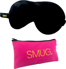 SMUG Slaapmasker met Opbergzakje - 100% Verduisterend - Verstelbaar Oogmasker in Satijn - Zwart