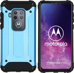iMoshion Hoesje Geschikt voor Motorola One Zoom Hoesje - iMoshion Rugged Xtreme Backcover - Lichtblauw
