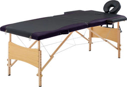 vidaXL - Massagetafel - inklapbaar - 2 - zones - hout - zwart
