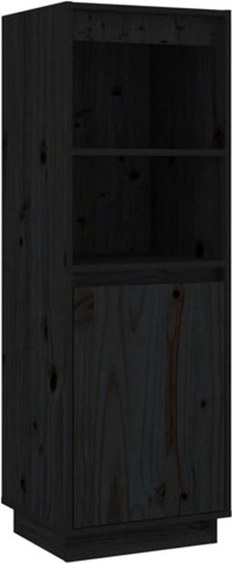 vidaXL - Hoge - kast - 37x34x110 - cm - massief - grenenhout - zwart