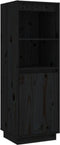 vidaXL - Hoge - kast - 37x34x110 - cm - massief - grenenhout - zwart