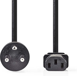 Nedis Stroomkabel - Denemarken Male - IEC-320-C13 - Recht - Recht - Vernikkeld - 2.00 m - Rond - PVC - Zwart - Label