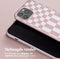 Selencia Hoesje Geschikt voor iPhone 15 Pro Max Hoesje Met Koord - Selencia Siliconen design hoesje met afneembaar koord - Roze / Irregular Check Sand Pink