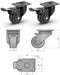 GBL Zwaarlast Zwenkwielen - 50 mm - 200 KG draagvermogen - 2 remmen - zwart (4 stuks)