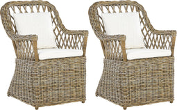 Beliani MAROS - Tuinstoel set van 2 - Beige - Rotan