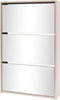 vidaXL - Schoenenkast - drielaags - met - spiegel - 63x17x102,5 - cm - eiken