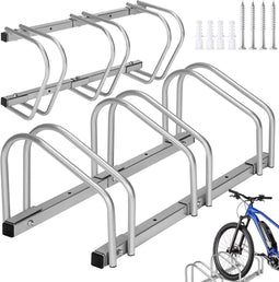 tectake® Fietsenrek voor 3 Fietsen - Stalen Fietsenstandaard - Bevestigbaar aan Vloer en Muur - Geschikt voor Bandbreedte 35-60mm