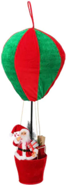 Home & Styling Kerst Hangdecoratie Kerstman in ballon - 25cm - Rood/Groen