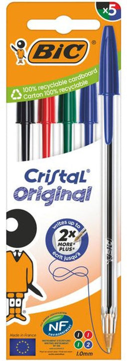 BIC 516346, Stick balpen, Navulbaar, Zwart, Blauw, Groen, Rood, 5 stuk(s), Medium