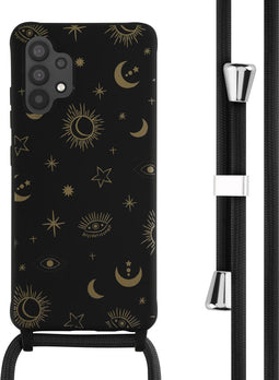 iMoshion Hoesje Geschikt voor Samsung Galaxy A32 (4G) Hoesje Met Koord - iMoshion Siliconen design hoesje met koord - Zwart / Sky Black