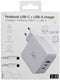 T'nB CHNBTINY100 - Oplader - 100W - 1x USB type-A 2x USB type-C - Wit