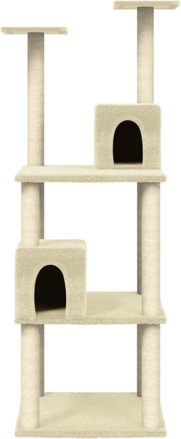 vidaXL - Kattenmeubel - met - sisal - krabpalen - 141 - cm - lichtgrijs
