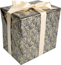 Cadeaupapier - 50cm - 200m - Leafs - zwart/goud