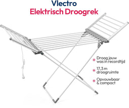 Vlectro Elektrisch Droogrek - Opvouwbaar - Verwarmd 310W - Wit