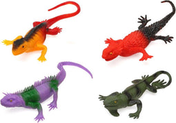 Atosa Speelgoed hagedissen dieren speelfiguren - set 4x stuks - kunststof - tussen 20-25 cm - kleuren mix