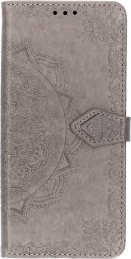 Hoesje Geschikt voor Samsung Galaxy S10 Plus Hoesje Met Pasjeshouder - Mandala Bookcase - Grijs