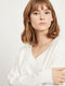 Vila Viril - Oversize V-neck Knit Top - Viscose/Polyamide/Polyester - Wit (Alyssum) Dames Maat - XS