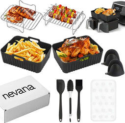 Nevana - Airfryer Accessoires Set - 6 stuks - Geschikt voor XL en XXL - Zwart