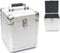LP single 7 inch vinyl koffer voor opbergen van 70 - 100 singles afsluitbaar zilver aluminium