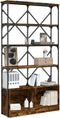 vidaXL - Boekenkast - 100x26x180 - cm - bewerkt - hout - en - metaal - gerookt - eiken