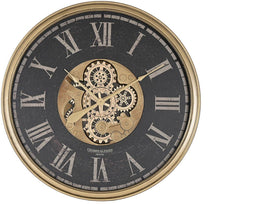 Muurklok Home ESPRIT Zwart Gouden Kristal Ijzer 80 x 9,5 x 80 cm