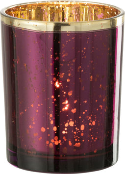 J-Line windlicht Rand - glas - bordeaux/goud - medium