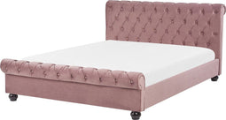 Beliani AVALLON - Waterbed - Roze - Fluweel