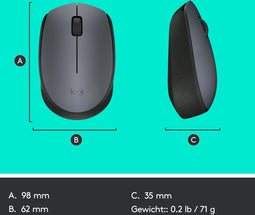 Logitech M170 - Draadloze muis - Optische sensor 1000dpi - Zwart