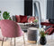 House Nordic Geneve Eetkamerstoel Velvet - Roze Messing - Set van 2
