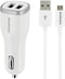 Mobiparts Car Charger - Dual USB 4.8A met Micro USB Kabel - Wit