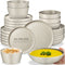 tectake® Serviesset Una - 24-delig - Aardewerk - 6 Persoons - Modern Design - Taupe