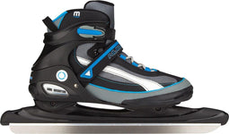 Nijdam Norenschaats - Semi-Softboot - Anatomisch voetbed en comfortabele binnenschoen - Zwart/Zilvergrijs/Blauw - Maat 38