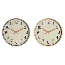 Muurklok Home ESPRIT Beige Natuurlijk PVC Hout 30 x 4,7 x 30 cm (2 Stuks)