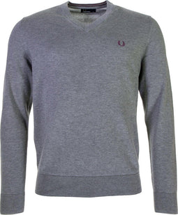 Fred Perry Classic Cotton V-Neck Sporttrui casual - Maat XL - Mannen - grijs/paars