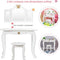 Kaptafel kind - Make up tafel met drievoudig opvouwbare spiegel - Wit - 80 x 42 x 105 cm
