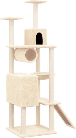 vidaXL - Kattenmeubel - met - sisal - krabpalen - 168 - cm - crèmekleurig